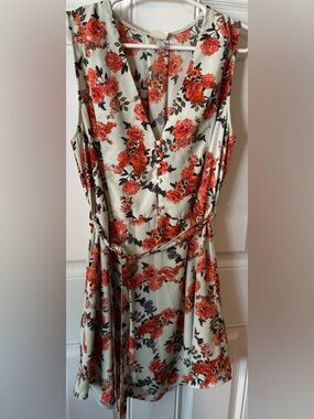 a new day Coral Floral Wrap-Style Dress